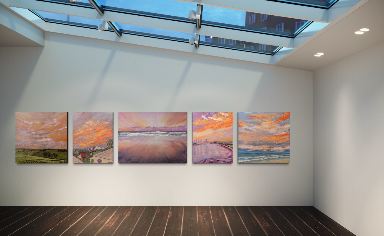 Pink Hiddenvale Sunrise (Embellished Canvas Art Prints)